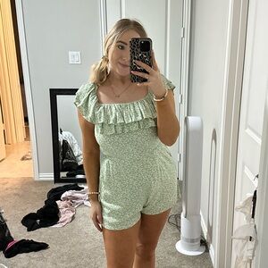 Floral Green Ruffle Jumpsuit